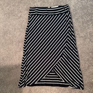 Max Studio Black and White Striped Midi Skirt